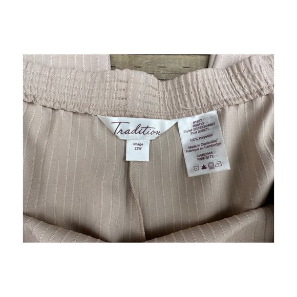90s Tradition Ribbed Trousers Stretch Waist Fawn Tan Sz 22W - Picture 5 of 5